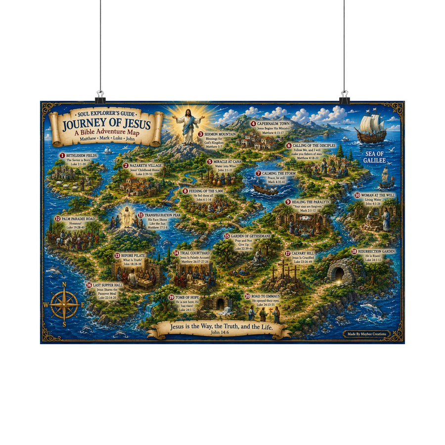 Journey of Jesus map Matte Poster