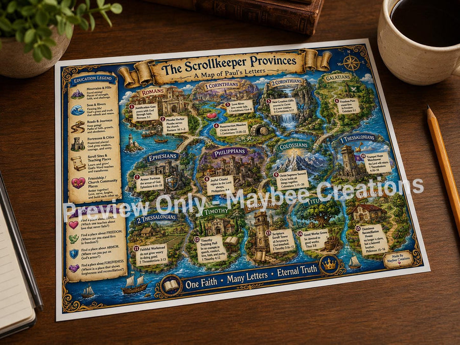 Romans to Philemon Bible Map & Guidebook, Christian Homeschool Art, Soul Explorer Printable