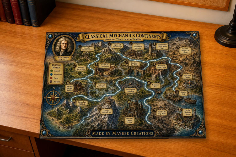 Isaac Newton Laws Discovery Map & Guidebook, Science Classroom Art, Frontier Explorer Printable