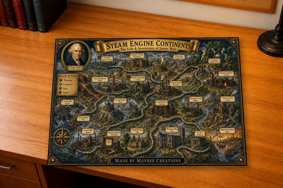 James Watt Discovery Map & Guidebook, Inventor History Art, Frontier Explorer Printable