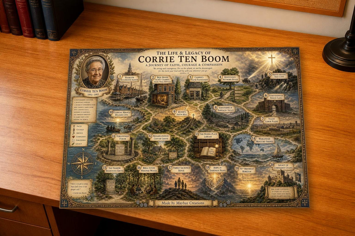 Corrie ten Boom Bible Map & Guidebook, Mission History Art, Soul Explorer Printable