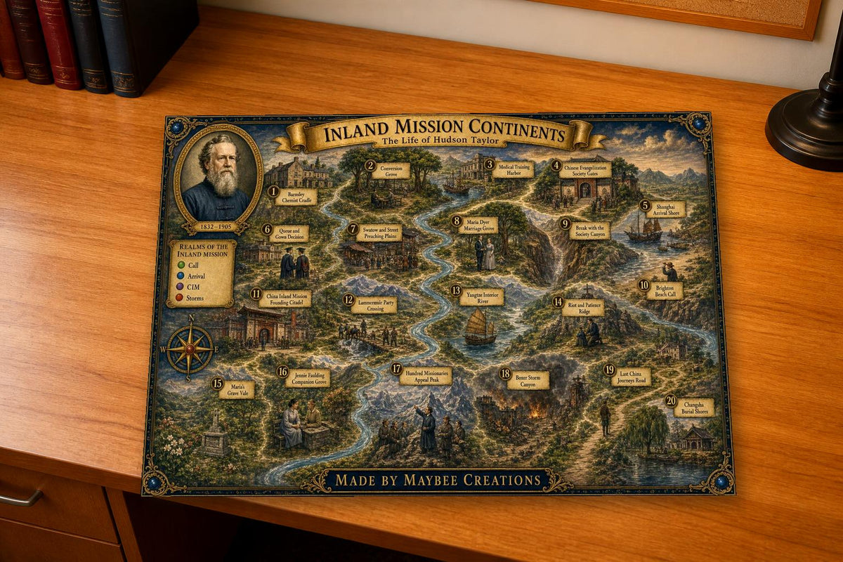 Hudson Taylor Bible Map & Guidebook, Mission History Art, Soul Explorer Printable