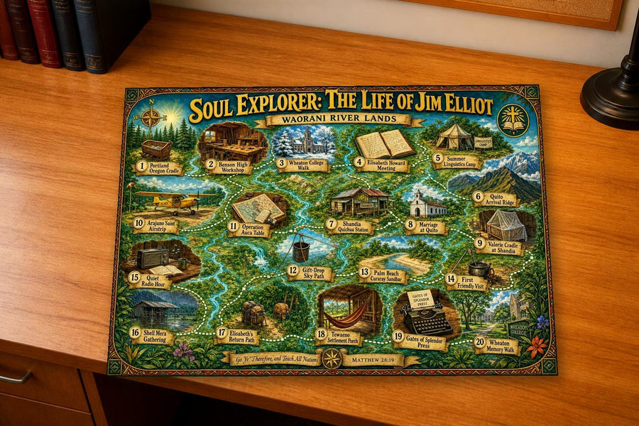 Jim Elliot Bible Map & Guidebook, Mission History Art, Soul Explorer Printable