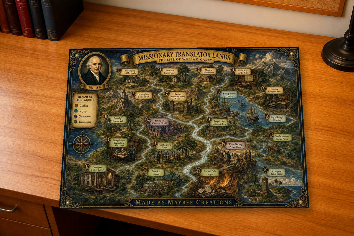 William Carey Bible Map & Guidebook, Mission History Art, Soul Explorer Printable