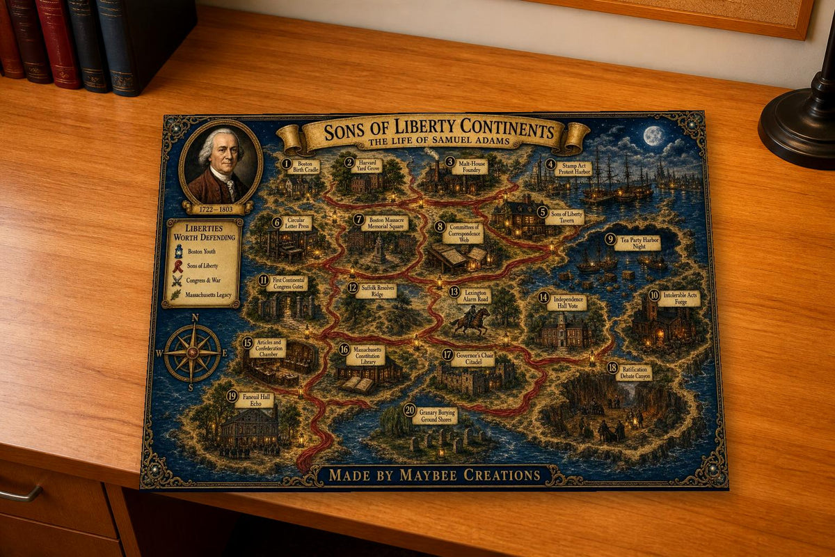 Samuel Adams History Map & Guidebook, Founding Father Wall Art, Liberty Explorer Printable