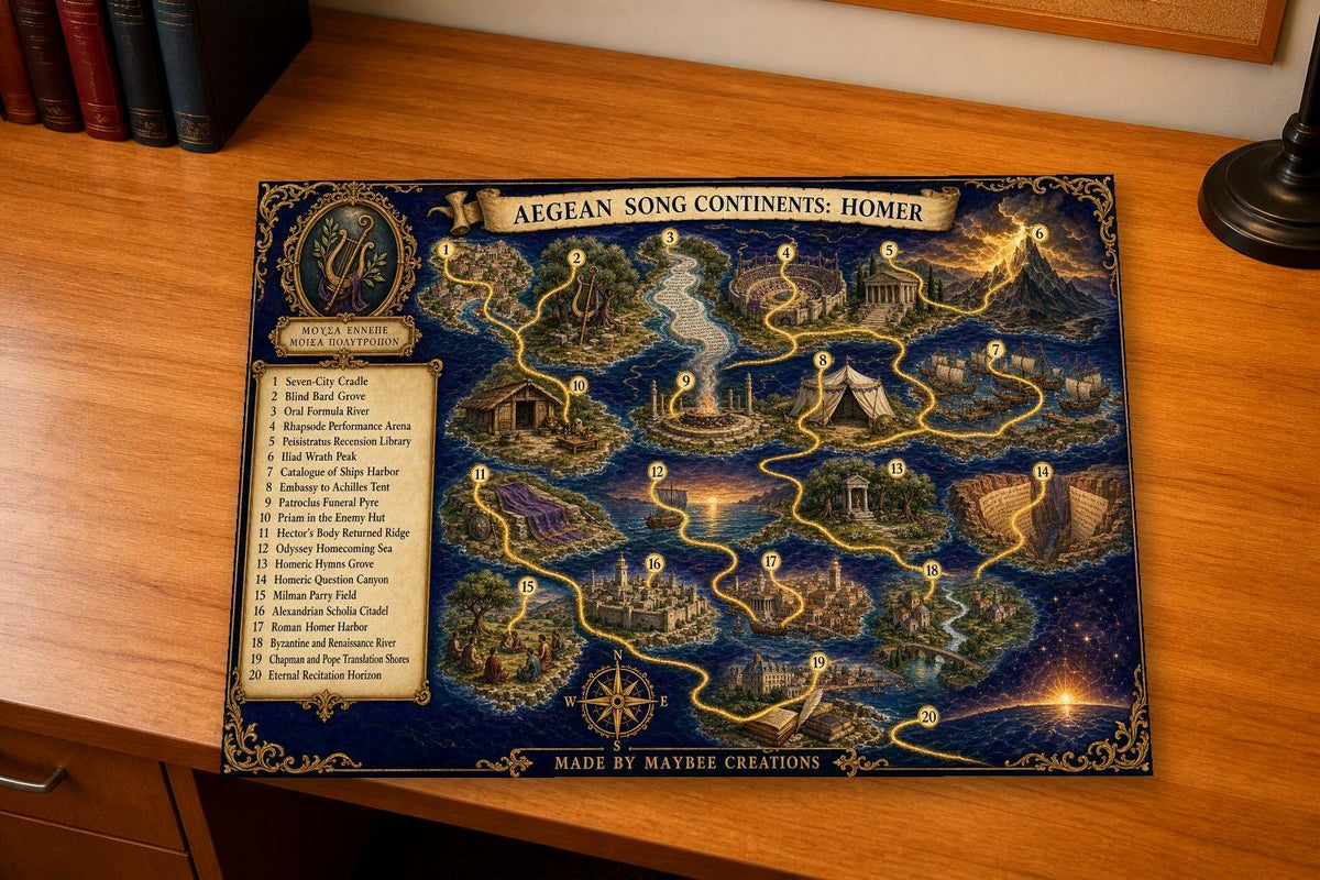 Homer Discovery Map & Guidebook, Famous Author Wall Art, Frontier Explorer Printable