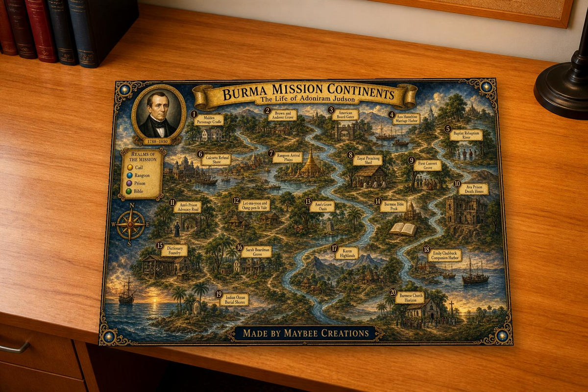 Adoniram Judson Bible Map & Guidebook, Mission History Art, Soul Explorer Printable