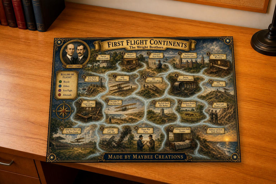 Wright Brothers Discovery Map & Guidebook, Inventor History Art, Frontier Explorer Printable