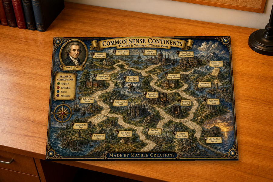 Thomas Paine History Map & Guidebook, Founding Father Wall Art, Liberty Explorer Printable