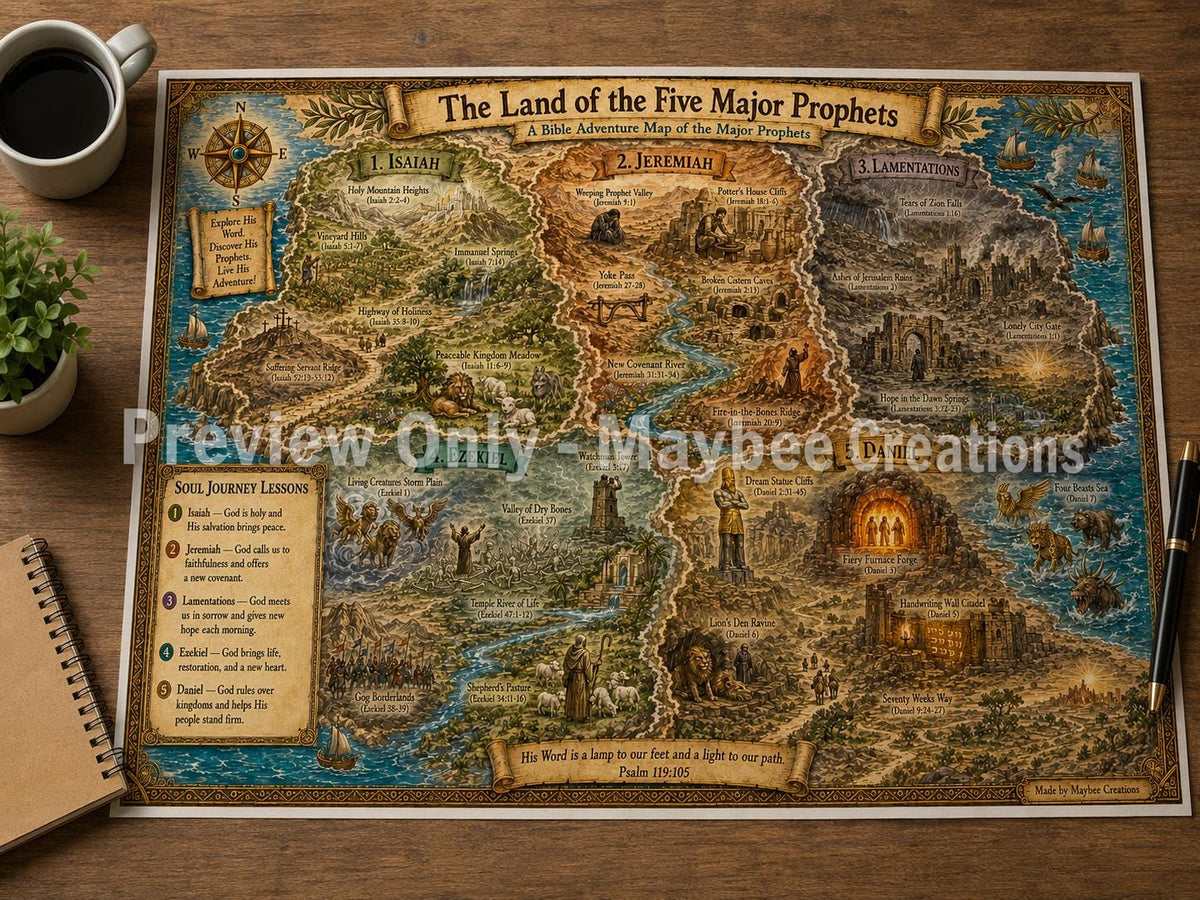 Isaiah to Daniel Bible Map & Guidebook, Christian Homeschool Art, Soul Explorer Printable