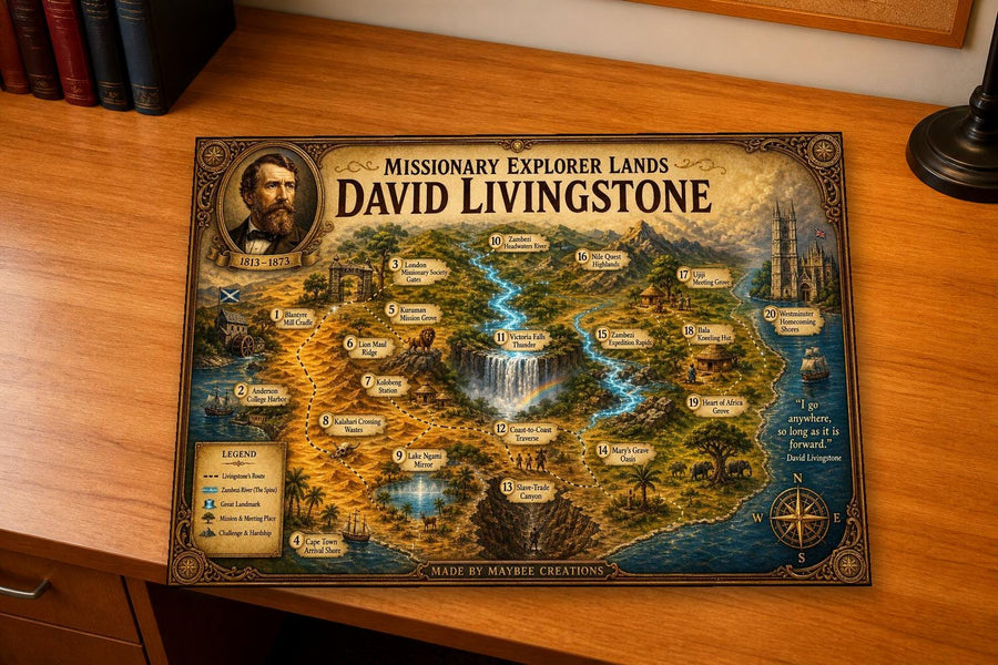 David Livingstone Bible Map & Guidebook, Mission History Art, Soul Explorer Printable