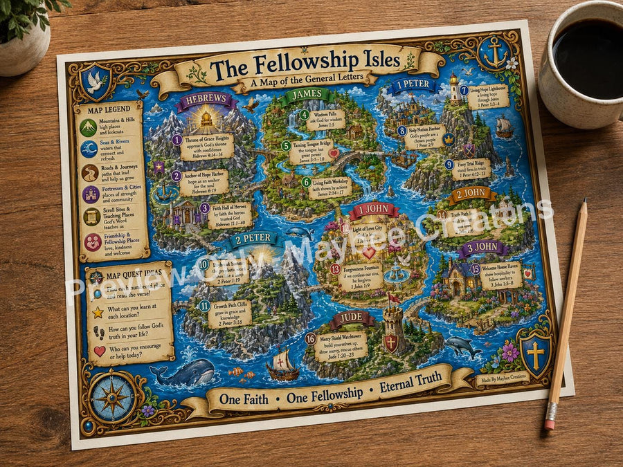 Hebrews to Jude Bible Map & Guidebook, Christian Homeschool Art, Soul Explorer Printable