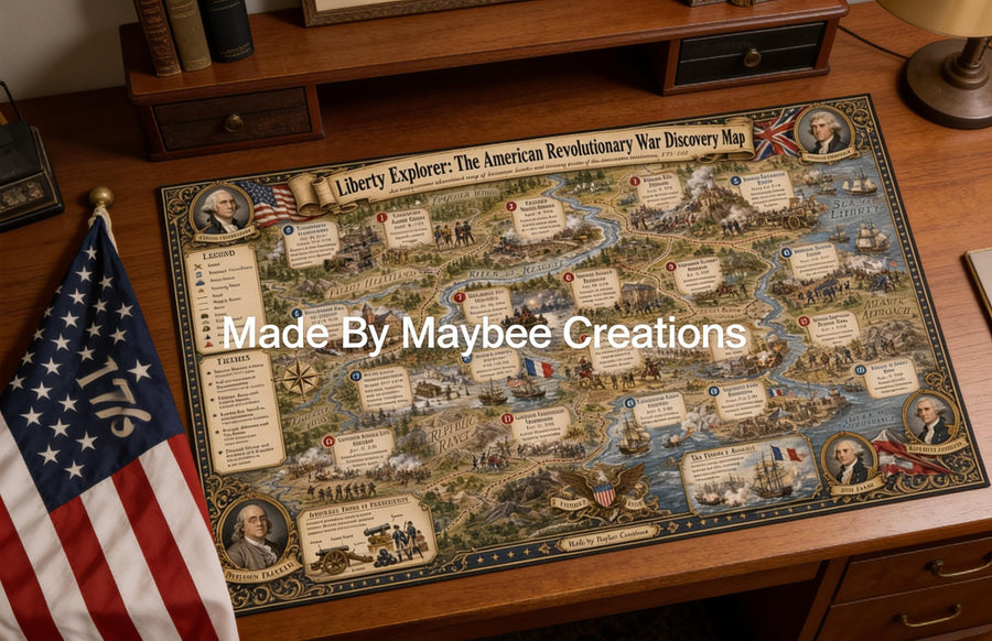 Revolutionary War History Map & Guidebook, Military Classroom Art, Liberty Explorer Printable