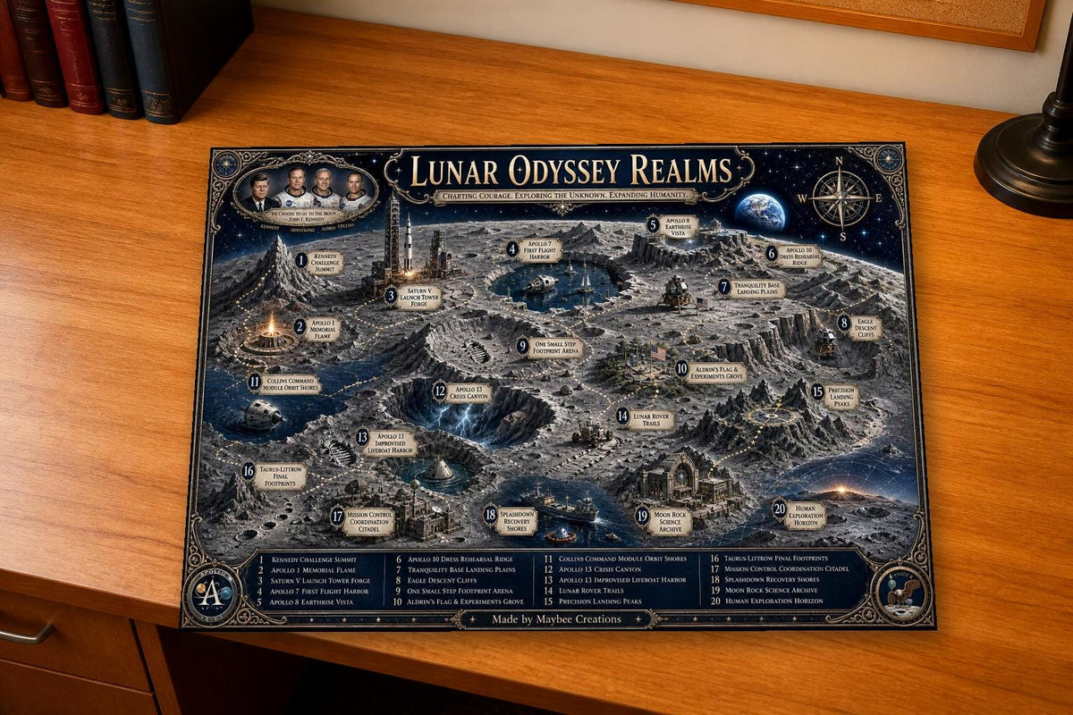 Apollo Missions Discovery Map & Guidebook, Inventor History Art, Frontier Explorer Printable