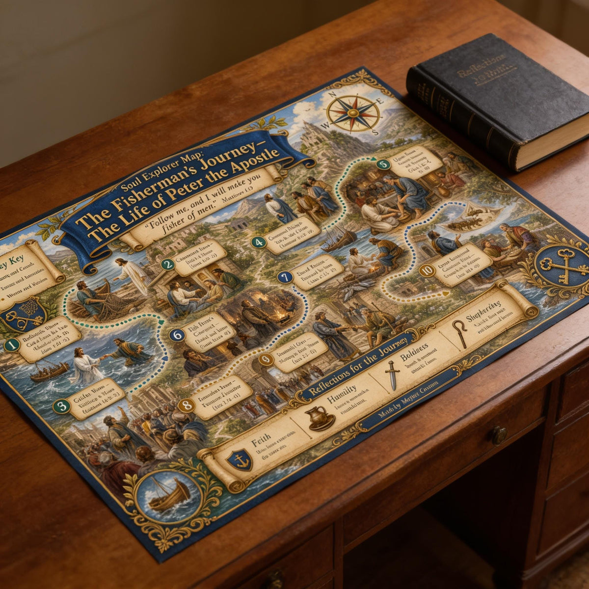 Life of Peter Bible Map & Guidebook, Sunday School Poster, Soul Explorer Printable