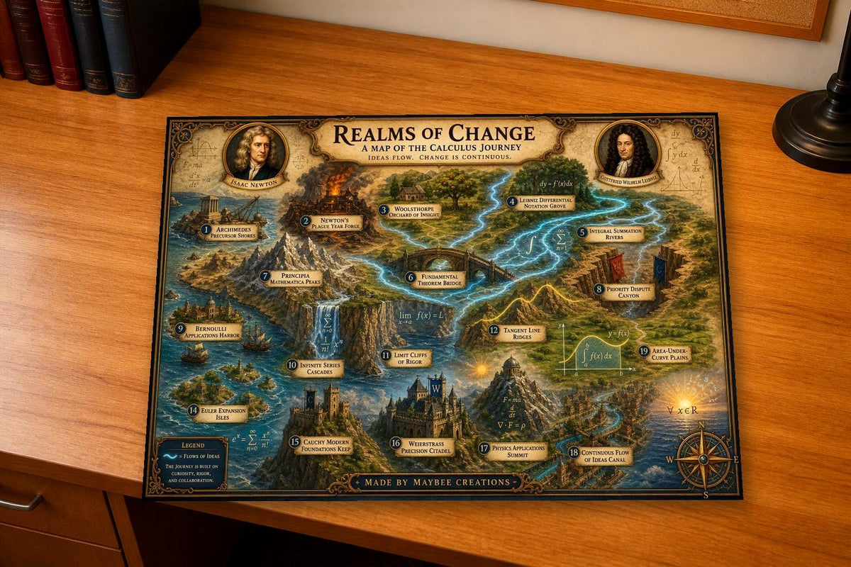 Calculus Discovery Map & Guidebook, Science Classroom Art, Frontier Explorer Printable
