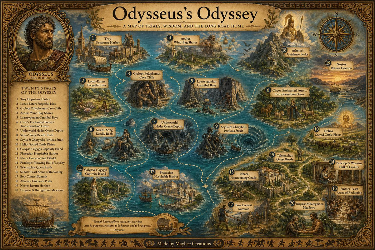 The Odyssey Discovery Map & Guidebook, Literature Classroom Art, Frontier Explorer Printable