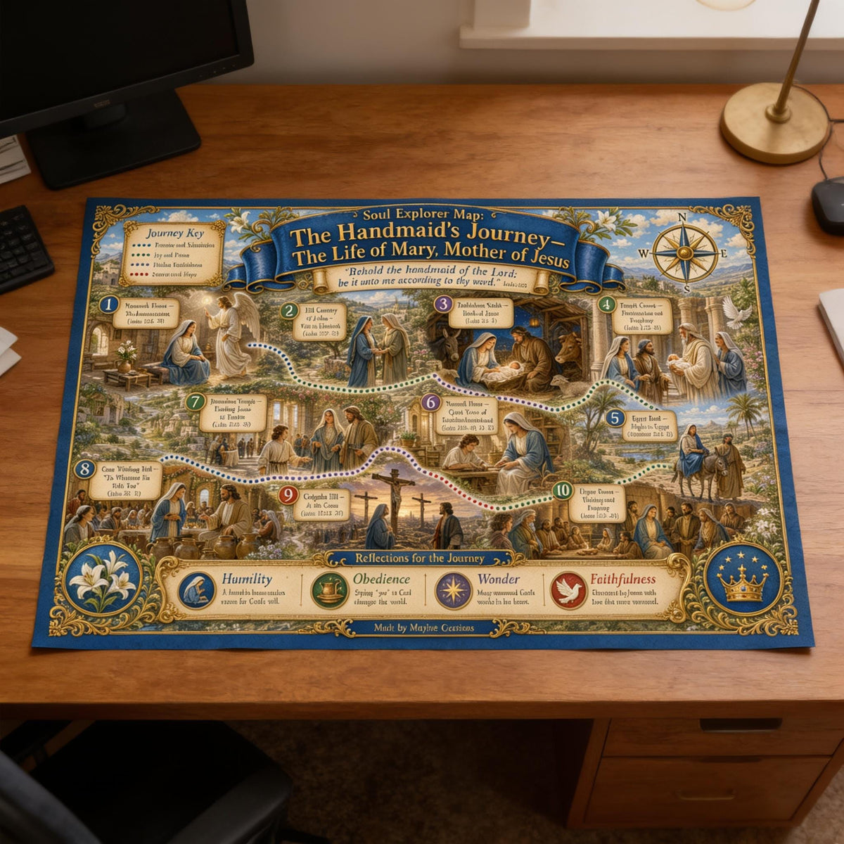 Life of Mary Bible Map & Guidebook, Sunday School Poster, Soul Explorer Printable
