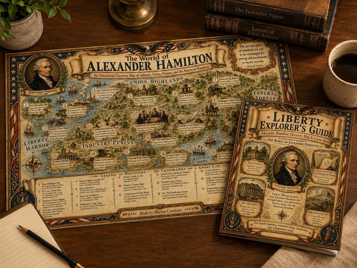 Alexander Hamilton History Map & Guidebook, Founding Father Wall Art, Liberty Explorer Printable