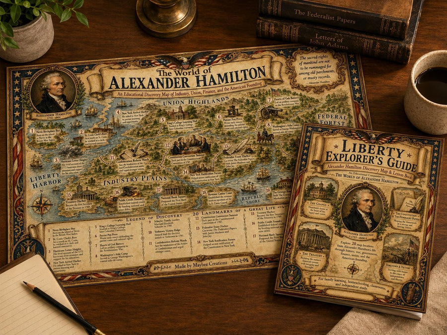 Alexander Hamilton History Map & Guidebook, Founding Father Wall Art, Liberty Explorer Printable