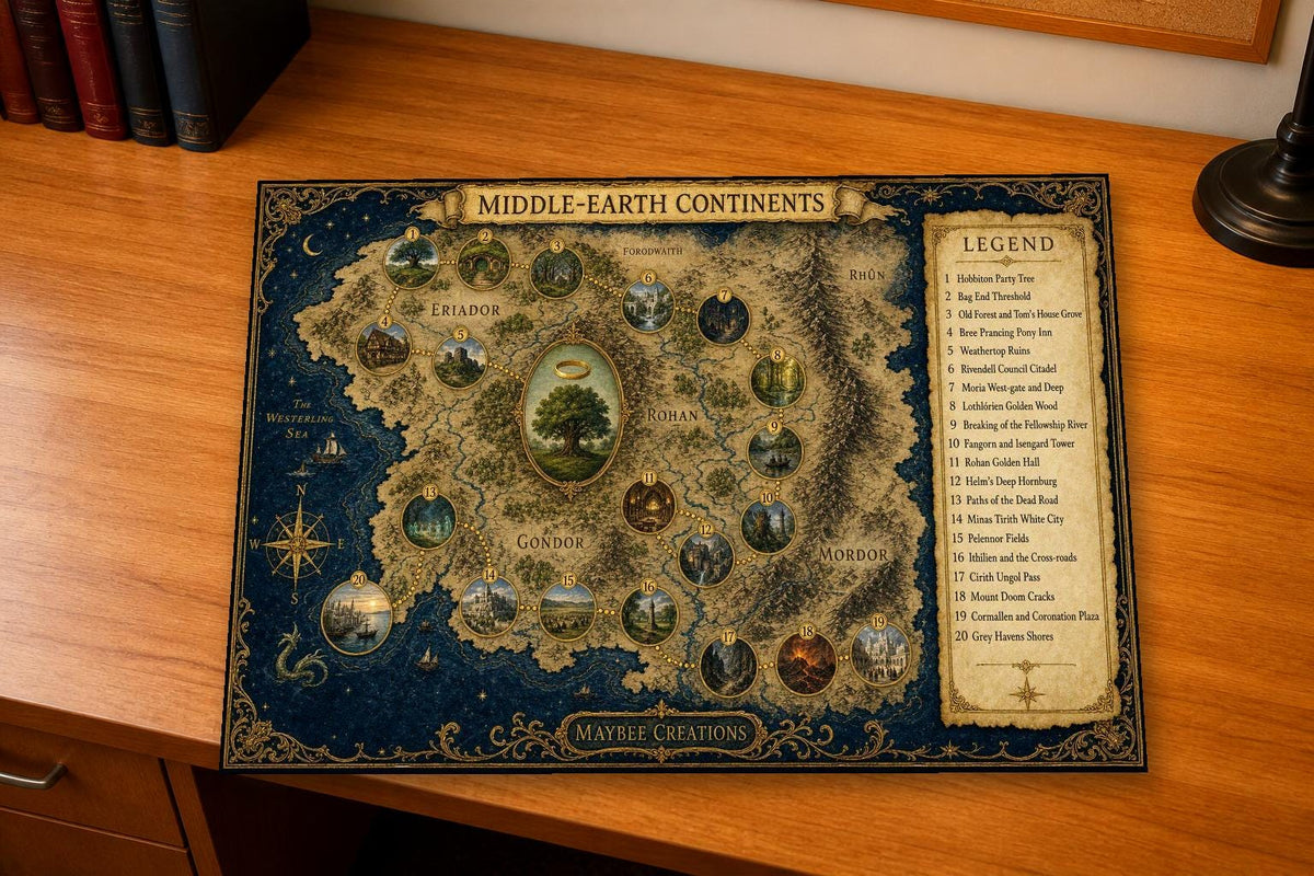 Lord of the Rings Discovery Map & Guidebook, Literature Classroom Art, Frontier Explorer Printable