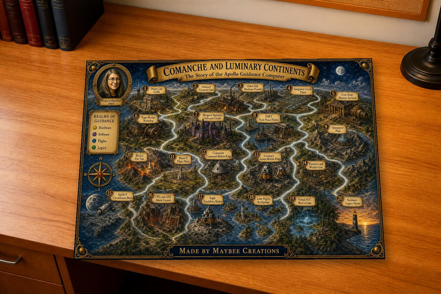 Apollo Computer Discovery Map & Guidebook, Computer History Art, Frontier Explorer Printable