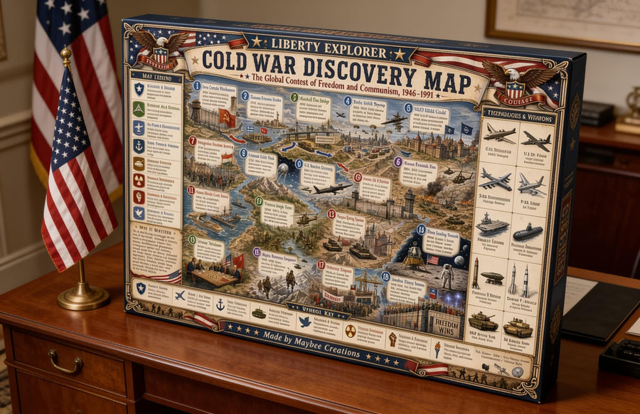 Cold War History Map & Guidebook, Military Classroom Art, Liberty Explorer Printable