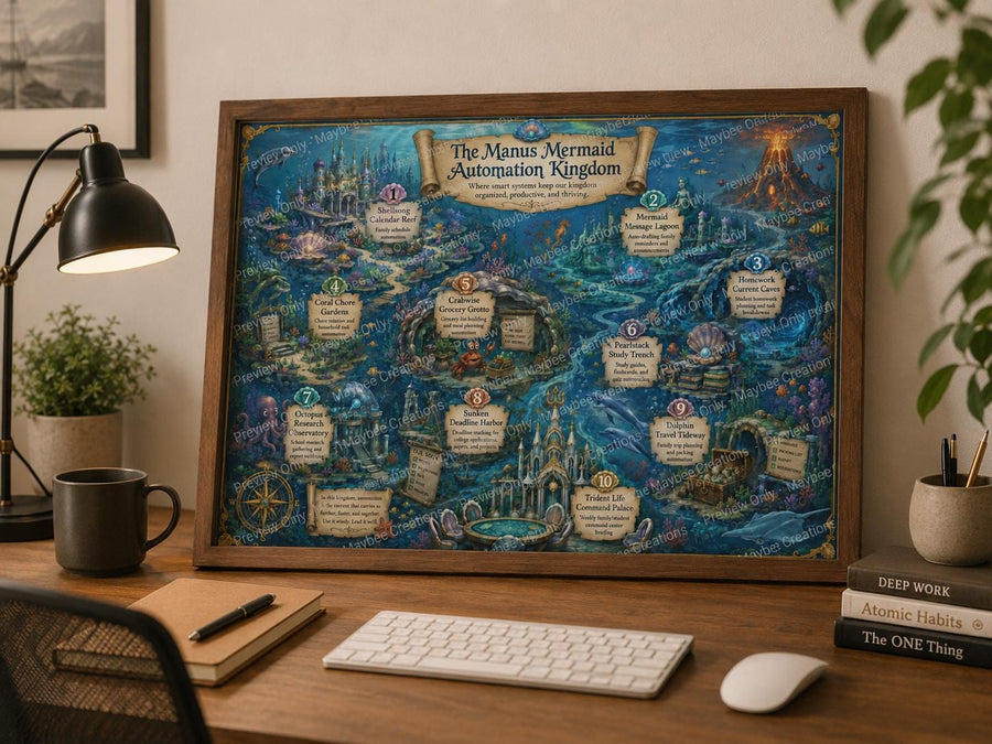 Manus Tutorial Map & Guidebook, AI Learning Wall Art, Tomorrow Explorer Printable