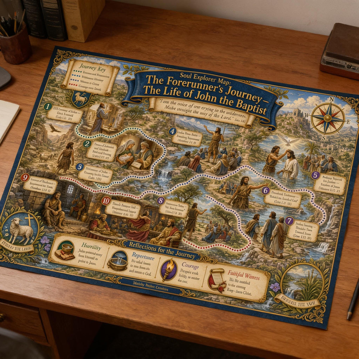 John the Baptist Bible Map & Guidebook, Sunday School Poster, Soul Explorer Printable